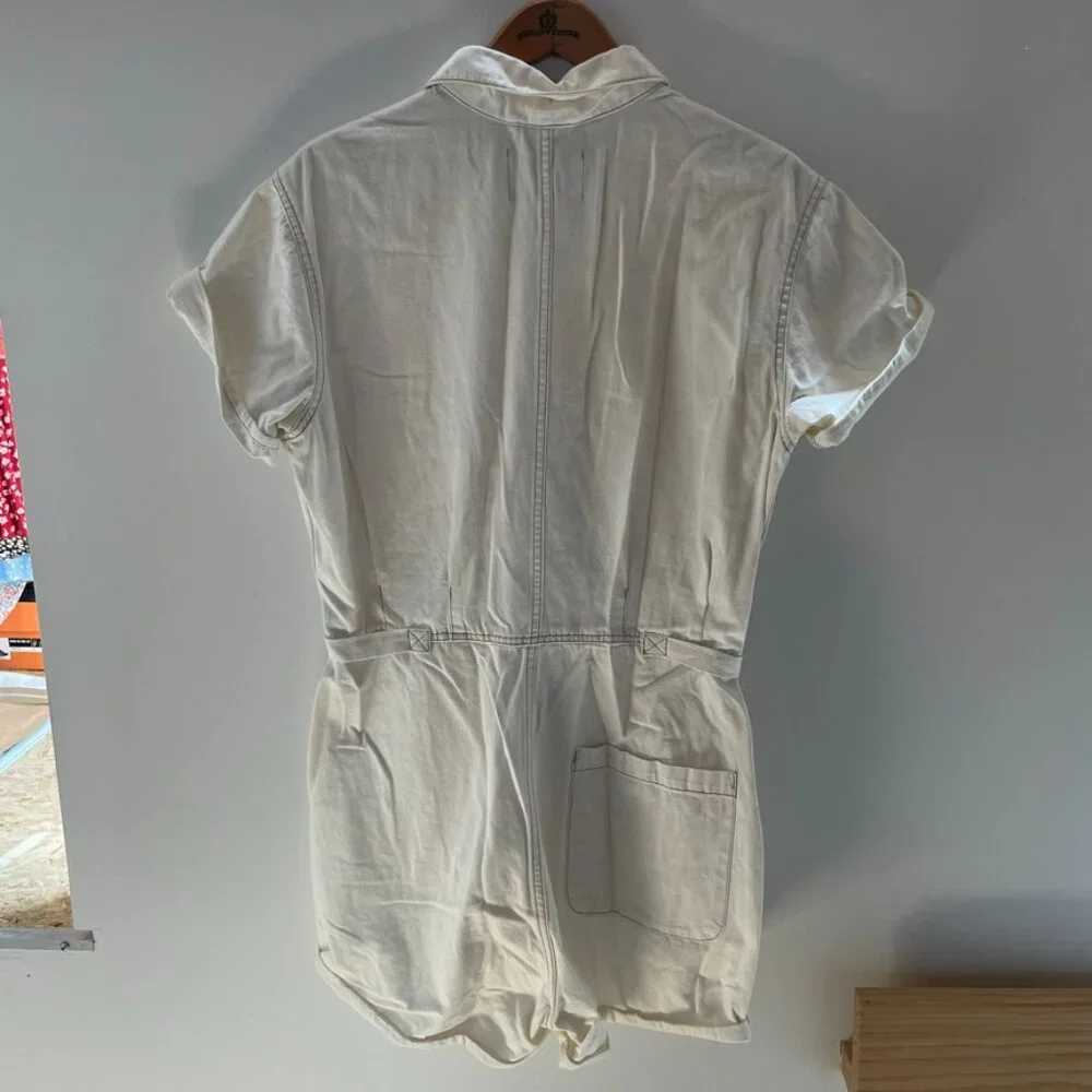 pistola Parker Short Romper Ecru Off White Lightweight Denim Casual Size L - Picture 9 of 9